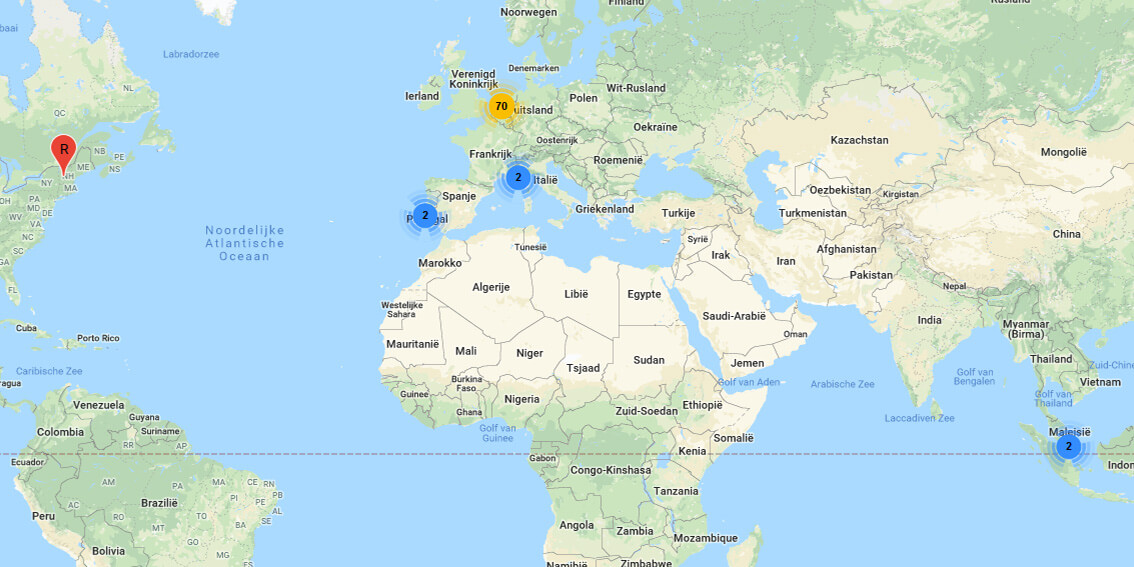 Alle wereldwijde hotspots