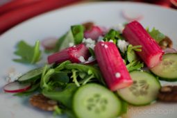 Salade met rabarber en geitenkaas