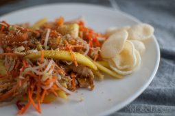 Aziatische salade met kip, mango en papaja