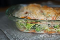 Zoete aardappel gratin met broccoli en prei