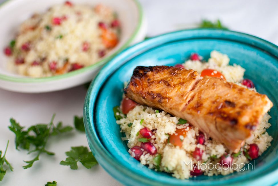 Taboule met gemarineerde zalm
