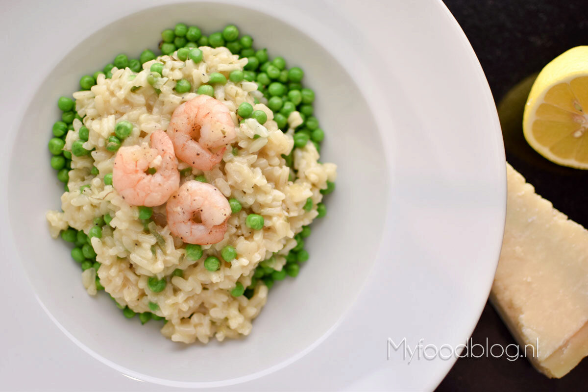 Doperwten risotto met garnalen My Food Blog