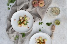 Meloen ceviche met krokante kikkererwten
