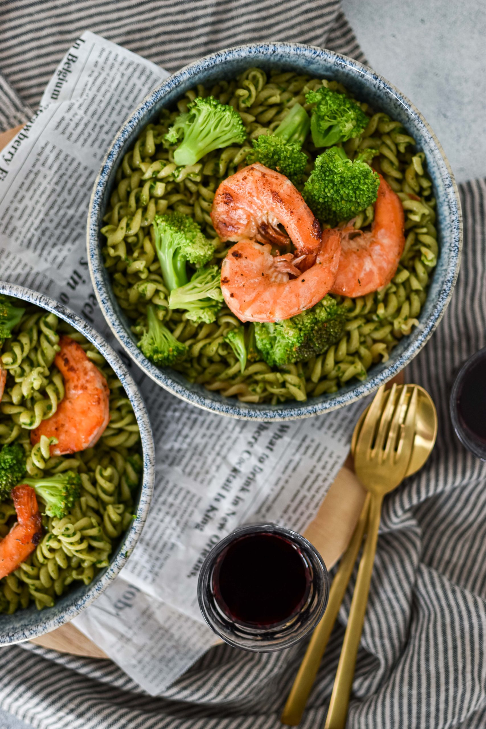 Pasta met broccoli, spinaziesaus en garnalen My Food Blog